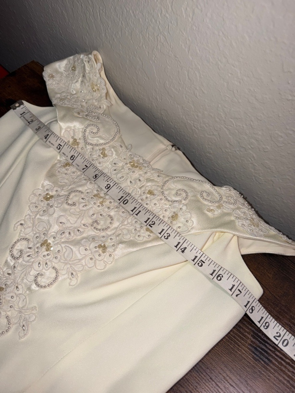 Vintage Union Made Off The Shoulder Wedding Gown with Pearl Beadwork cottagecore - Picture 9 of 11